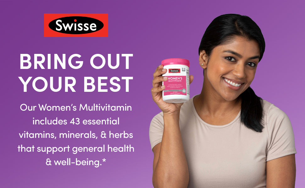 Swisse Daily Multivitamin for Women | 47 Vitamins, Antioxidants and Minerals + Adaptogens | Energy, Stress & Immune Support | Womens Multivitamin Supplement | 120 Tablets / 4 Months Supply