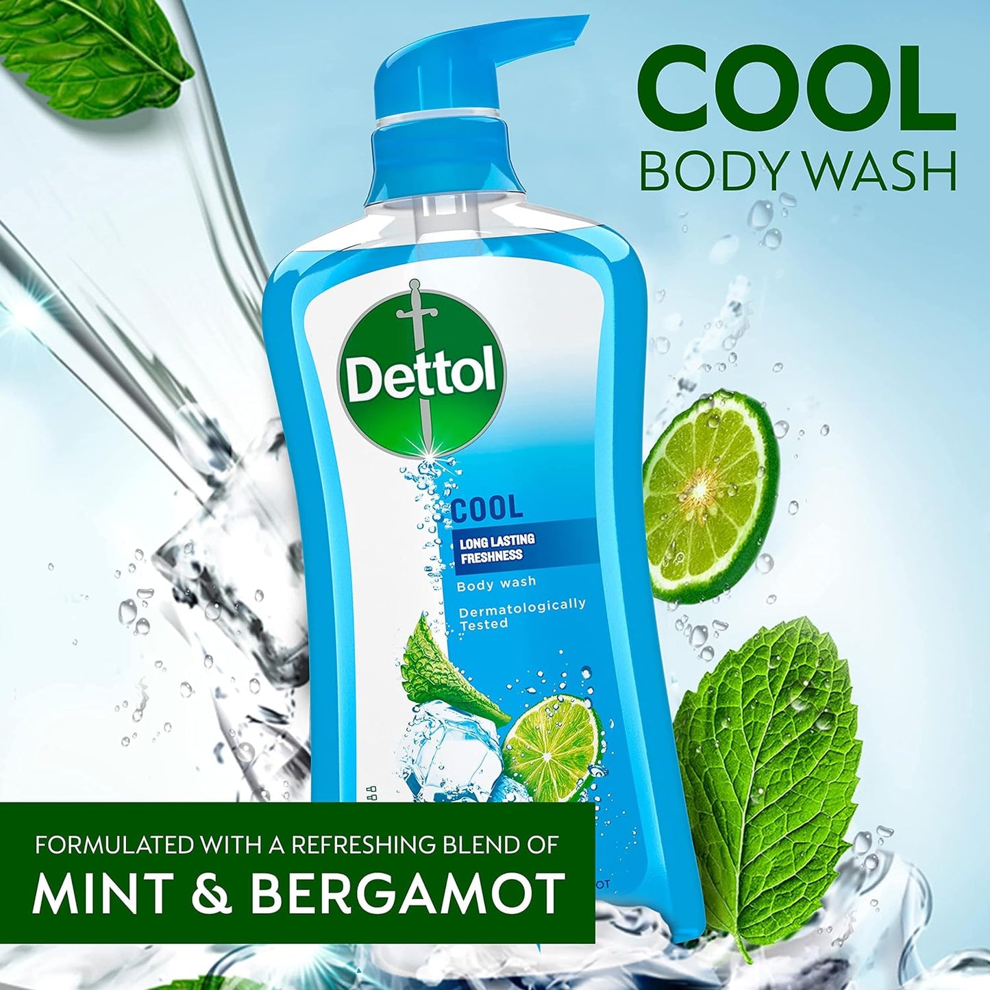 Dettol Cool Body Wash and Shower Gel Mint and Bergamot Cleansing Cleanser Scent