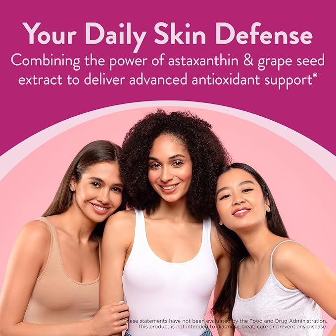 Swisse Beauty Dual Skin Defense Supplement | Astaxanthin, Grape Seed Extract, and Vitamin C | Supports Collagen Formation, Skin Elasticity, Antioxidant Protection & Regeneration | 30 Capsules