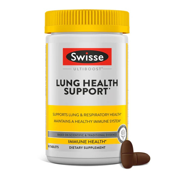 Swisse Lung Health | Supports Lung Function & Respiratory Health with Mullein Leaf Extract, Reishi, Astragalus | Maintains A Healthy Immune System with Zinc & Vitamin C | 90 Tablets