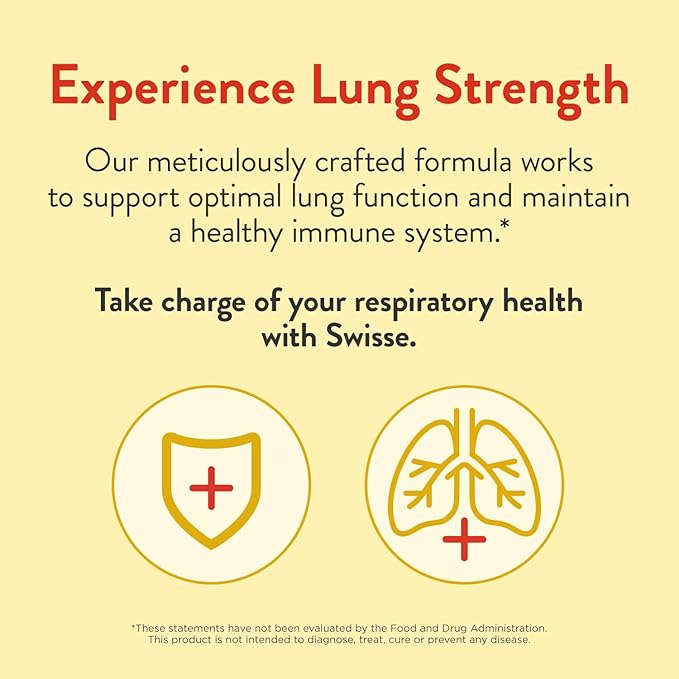 Swisse Lung Health | Supports Lung Function & Respiratory Health with Mullein Leaf Extract, Reishi, Astragalus | Maintains A Healthy Immune System with Zinc & Vitamin C | 90 Tablets